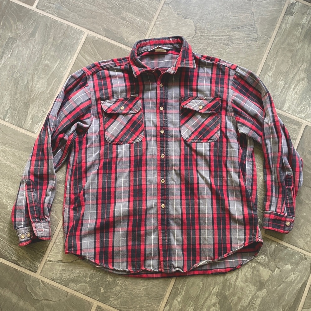 Carhartt Vintage Worn Men’s Flannel Button Down Shirt size Large
